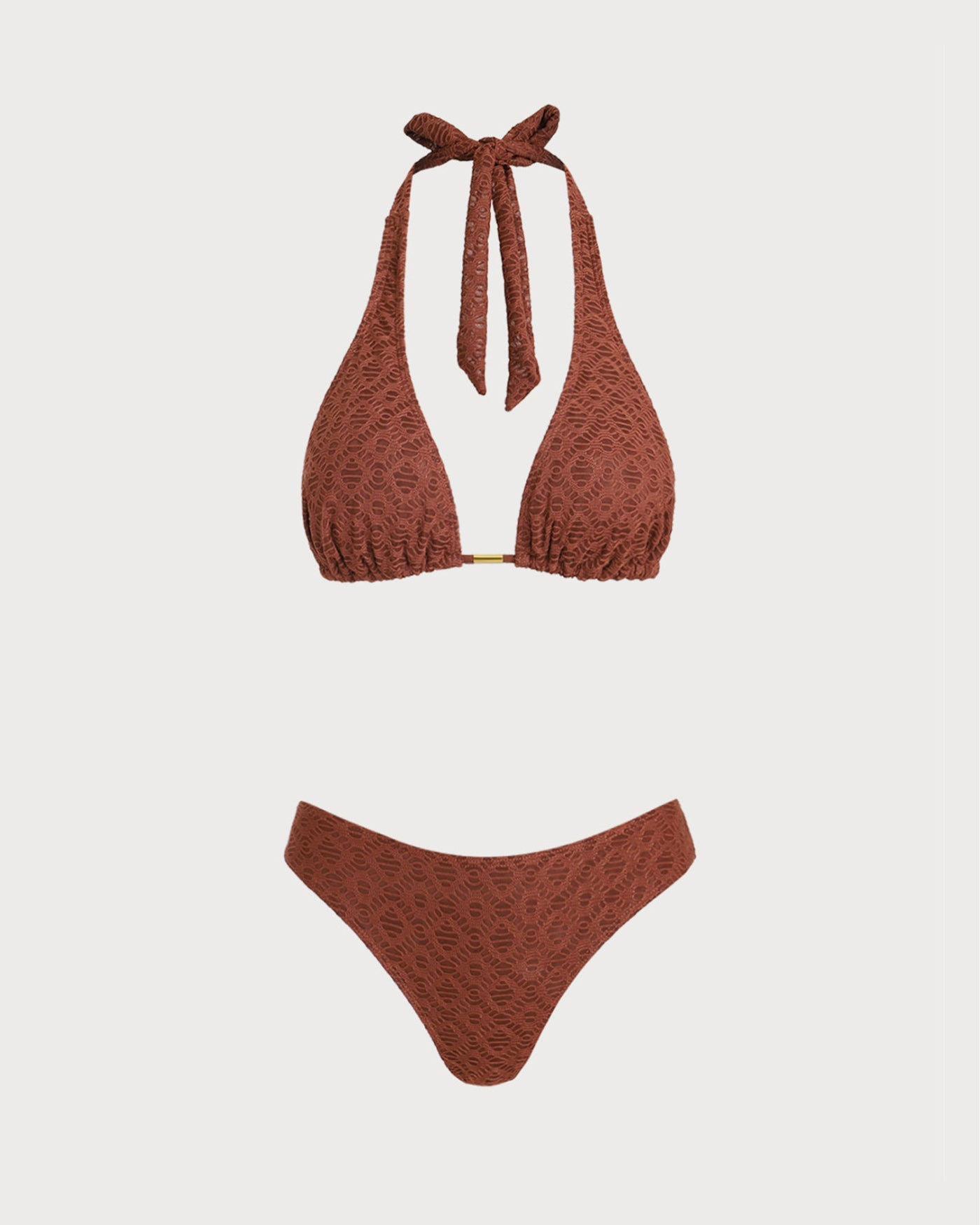 Jacquard-bikinit, kolmiosainen setti, ruskea
