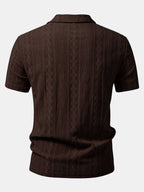 Kahvinruskea geometrinen jacquard-pikeepaita takaa
