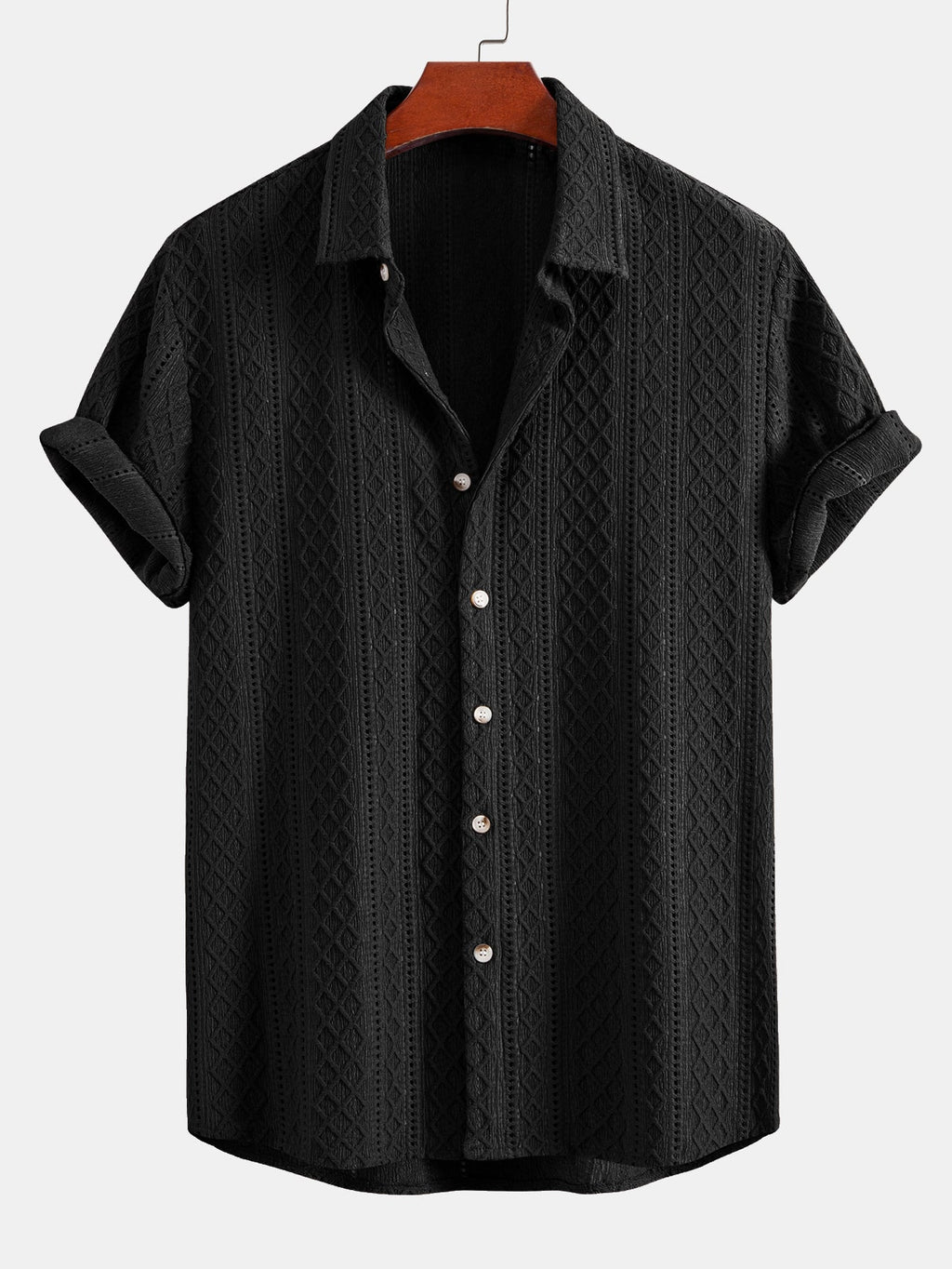 Setti: jacquard-nappipaita vinoneliökuviolla ja kreppipintaiset shortsit