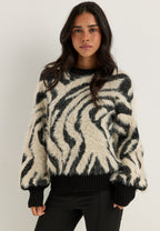 Musta, kuvioitu neulepaita, pallohihat