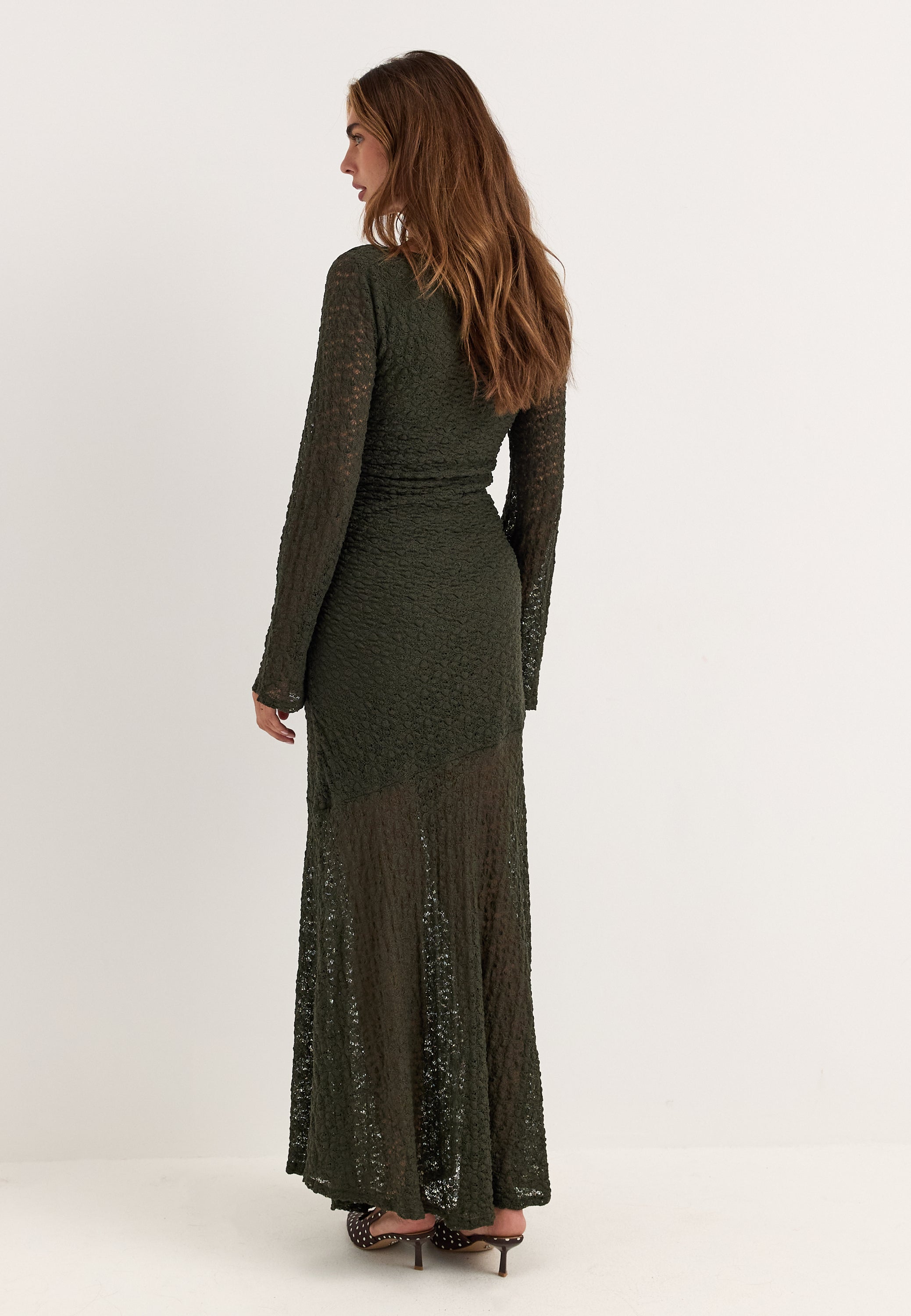 Vihreä pitsinen maksimekko