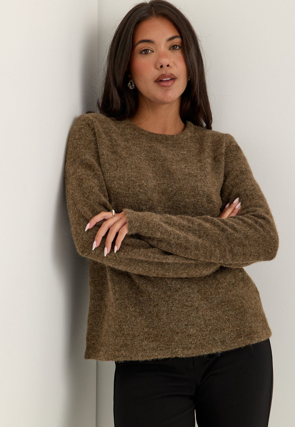 Ruskea neulepusero, pyöreä pääntie