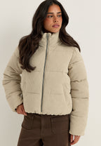 Beige vakosamettinen toppatakki, lyhyt