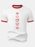 T-paita sydänprintillä ja kontrastikauluksella