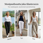 Naisten joustavavyötäröiset puuvilla-pellavahousut