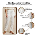 Naisten joustavavyötäröiset puuvilla-pellavahousut