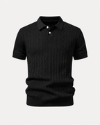 Musta geometrinen jacquard-neulepikeepaita, tekninen tuotekuva