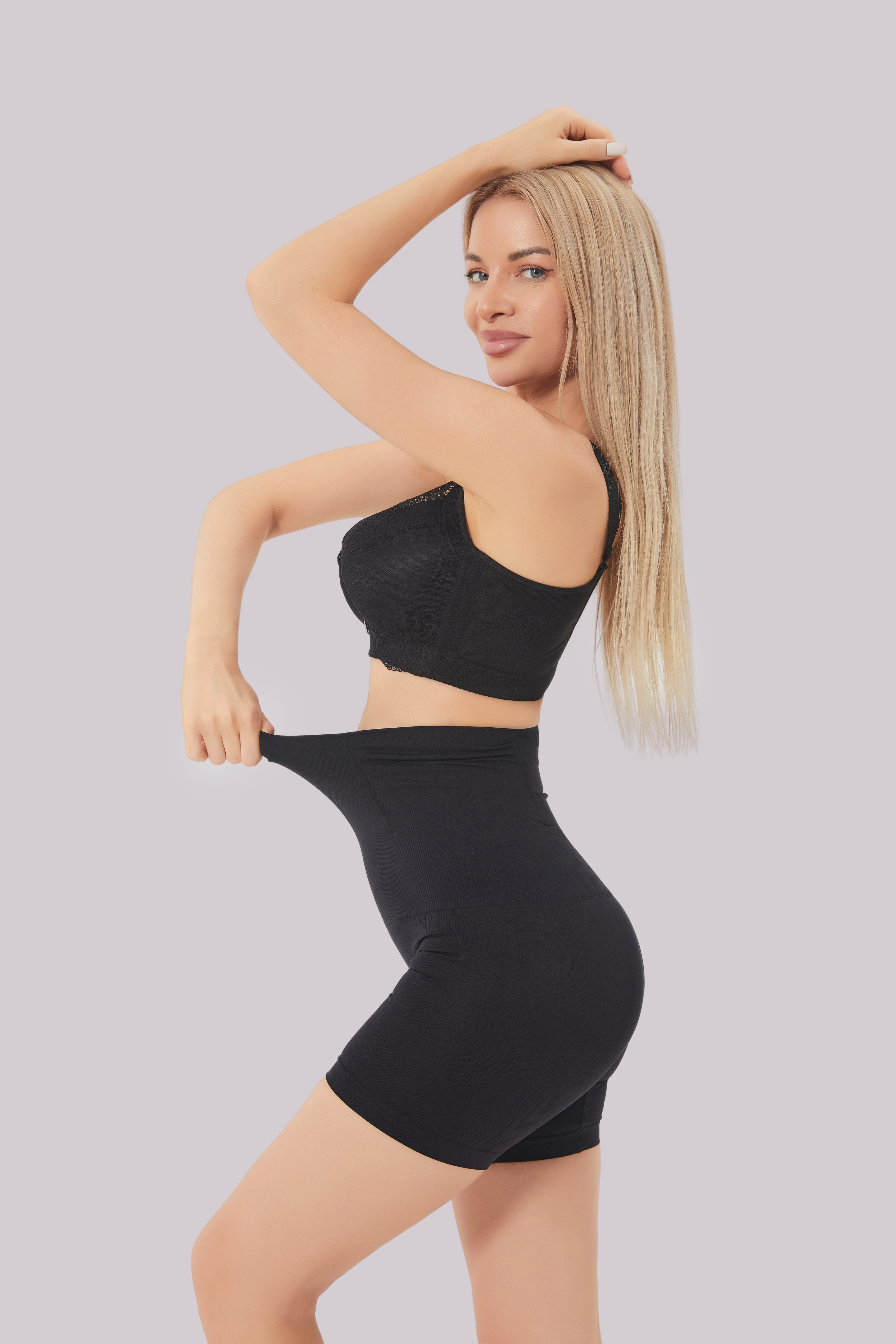 Korkeavyötäröiset shaper-shortsit (Amelie)