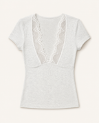 Vaaleanharmaa Lucia-ribbi-t-paita tuotekuvassa