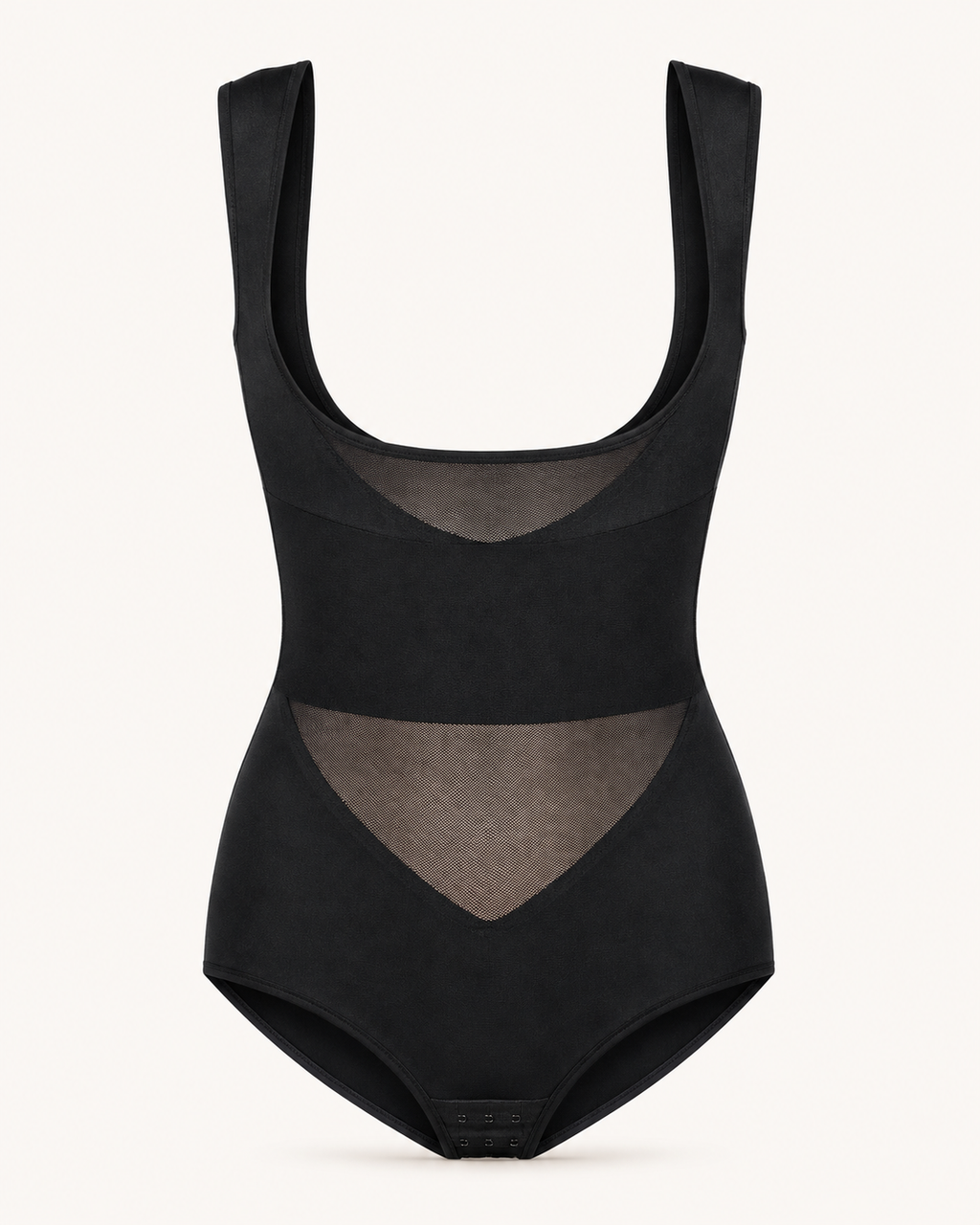 Musta avoimen rinnan muotoileva bodysuit, tekninen tuotekuva