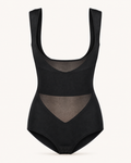 Musta avoimen rinnan muotoileva bodysuit, tekninen tuotekuva