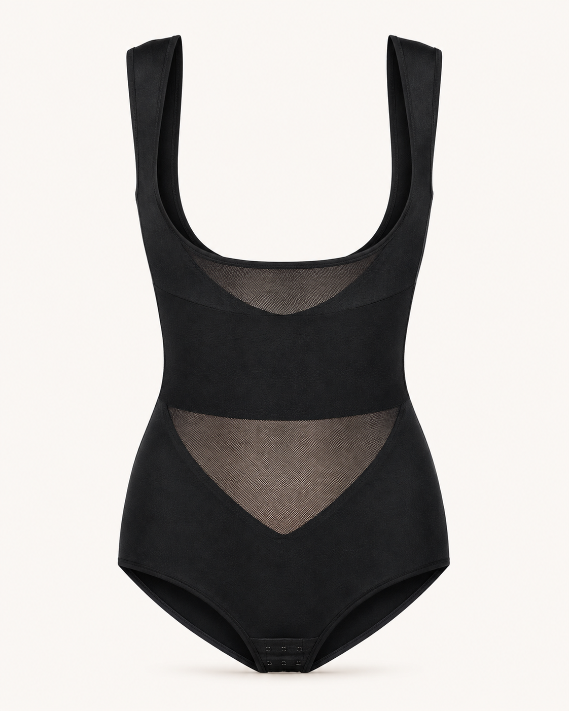 Musta avoimen rinnan muotoileva bodysuit, tekninen tuotekuva