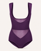 Purppuranvärinen avoimen rinnan muotoileva bodysuit, tekninen tuotekuva