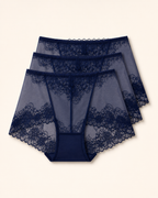 Conjunto de três cuecas boxer de renda azul-marinho