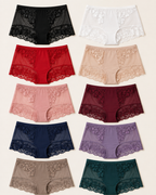 Conjunto de dez cuecas boxer de renda em cores variadas