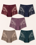 Conjunto de cinco cuecas boxer de renda em cores escuras