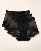 Conjunto de três cuecas boxer de renda pretas