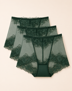 Conjunto de três cuecas boxer de renda verdes