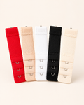 Five-piece bra band extender set in red, nude, white, black and cream