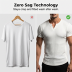 Yksivärinen slim fit Henley-paita miehille