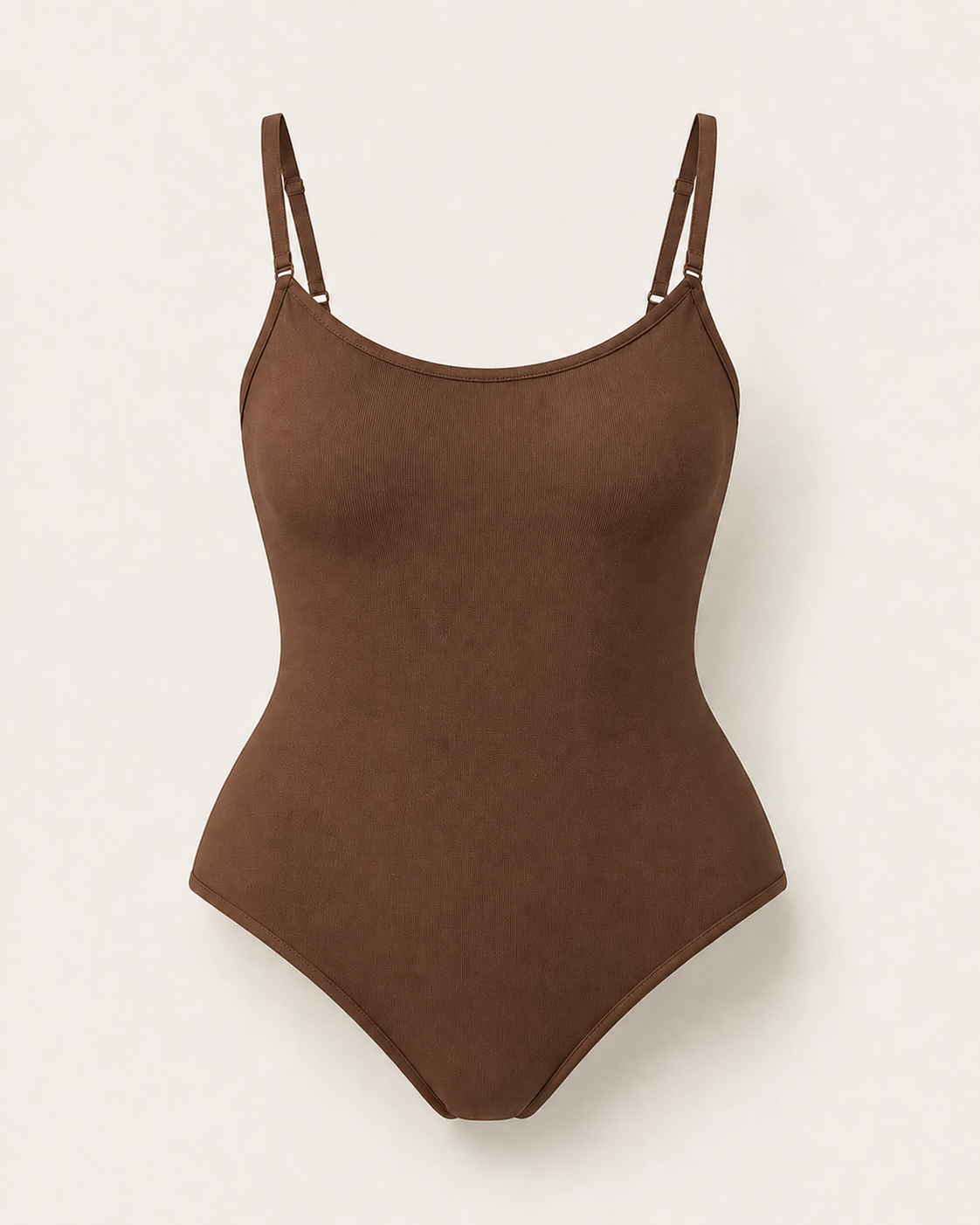 Seamless shaping bodysuit in cocoa brown, product-only studio view