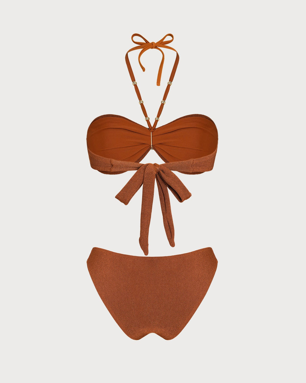 Strukturoidut bandeau-bikinit halterneckillä, ruskea