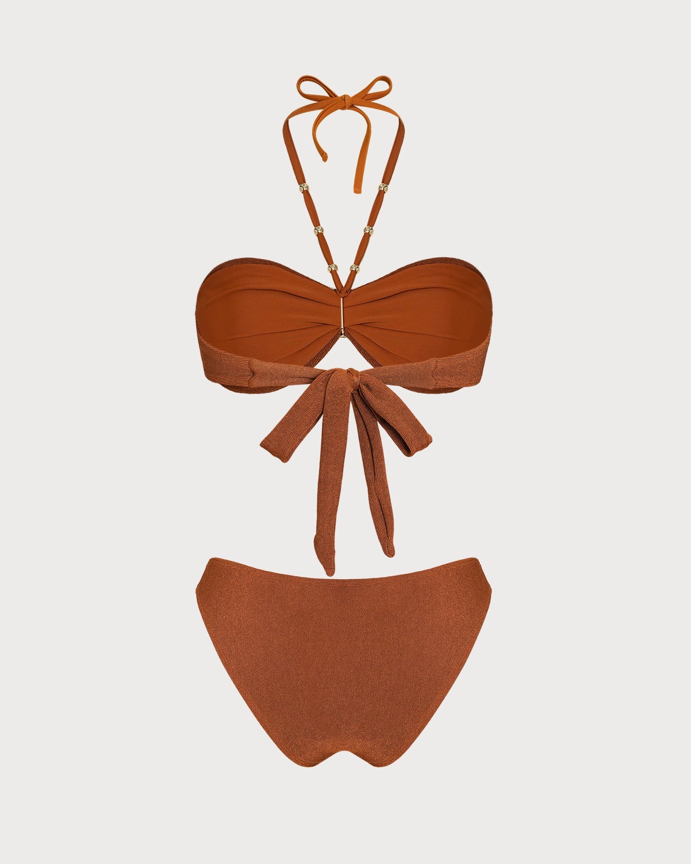 Strukturoidut bandeau-bikinit halterneckillä, ruskea