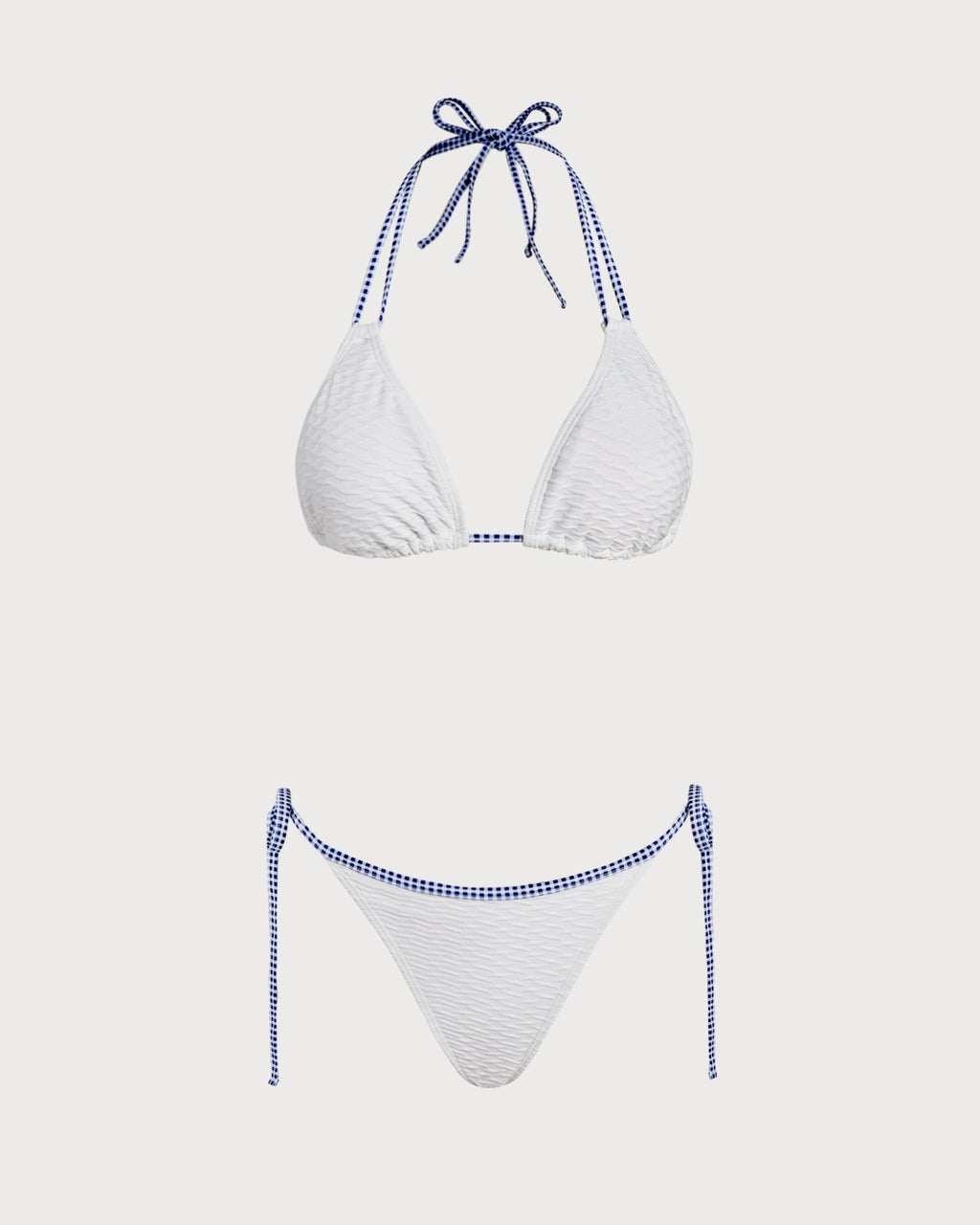 Kontrastiväriset halterneck-kolmiobikinit, valkoinen
