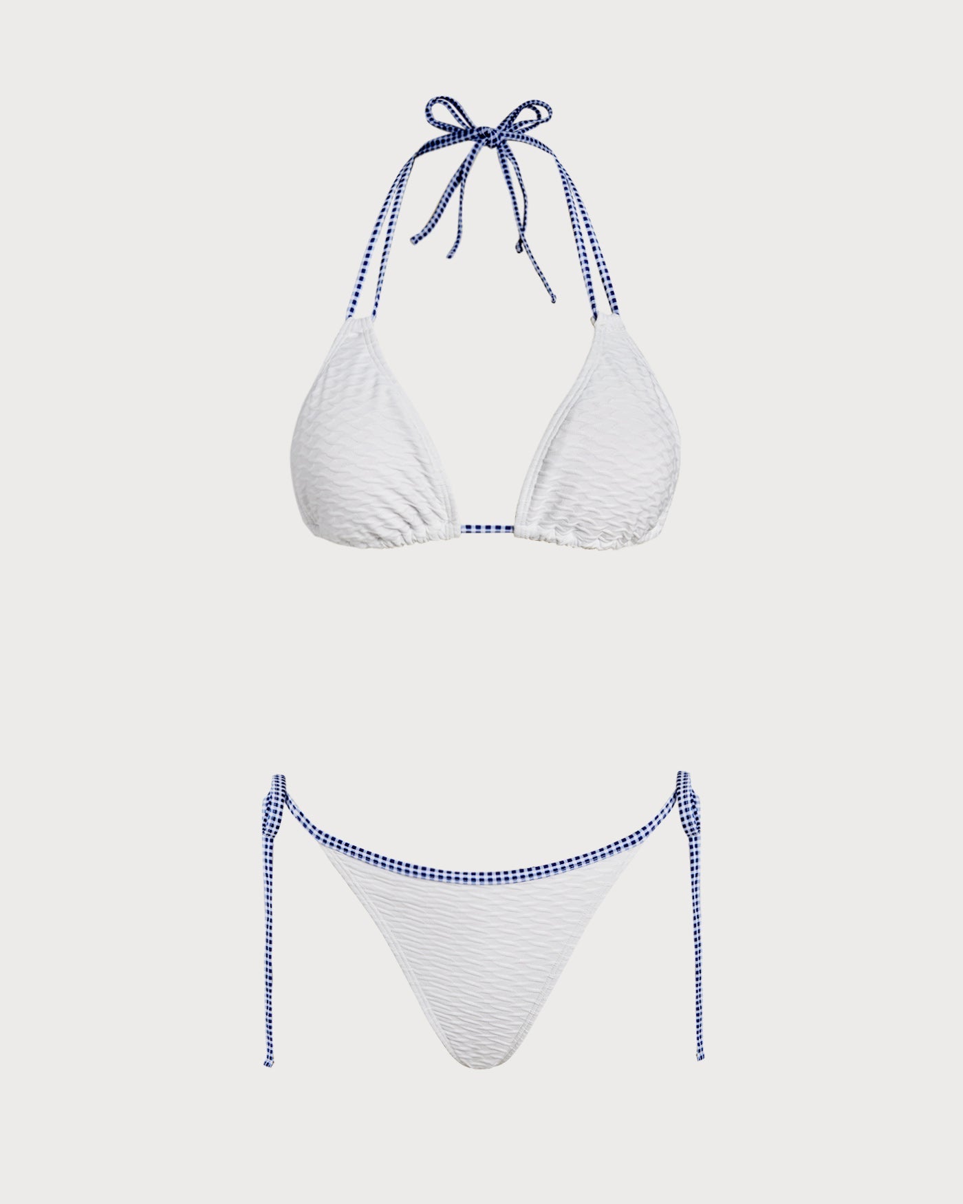 Kontrastiväriset halterneck-kolmiobikinit, valkoinen
